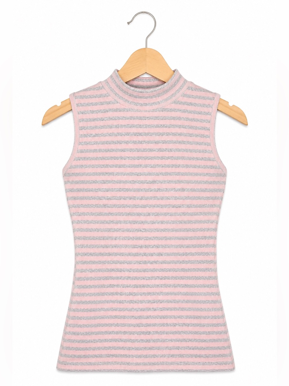 Tucker‎ & Tate Girls Tank Top Size XL 14 16 Pink Gray Rib Knit Stripe Mock Neck